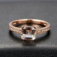 thumbnail image 2 of 2.25 Carat 6mm Princess Cut Morganite and Diamond Moissanite Bridal Wedding Ring Set in Rose Gold Bestselling Design, 2 of 5