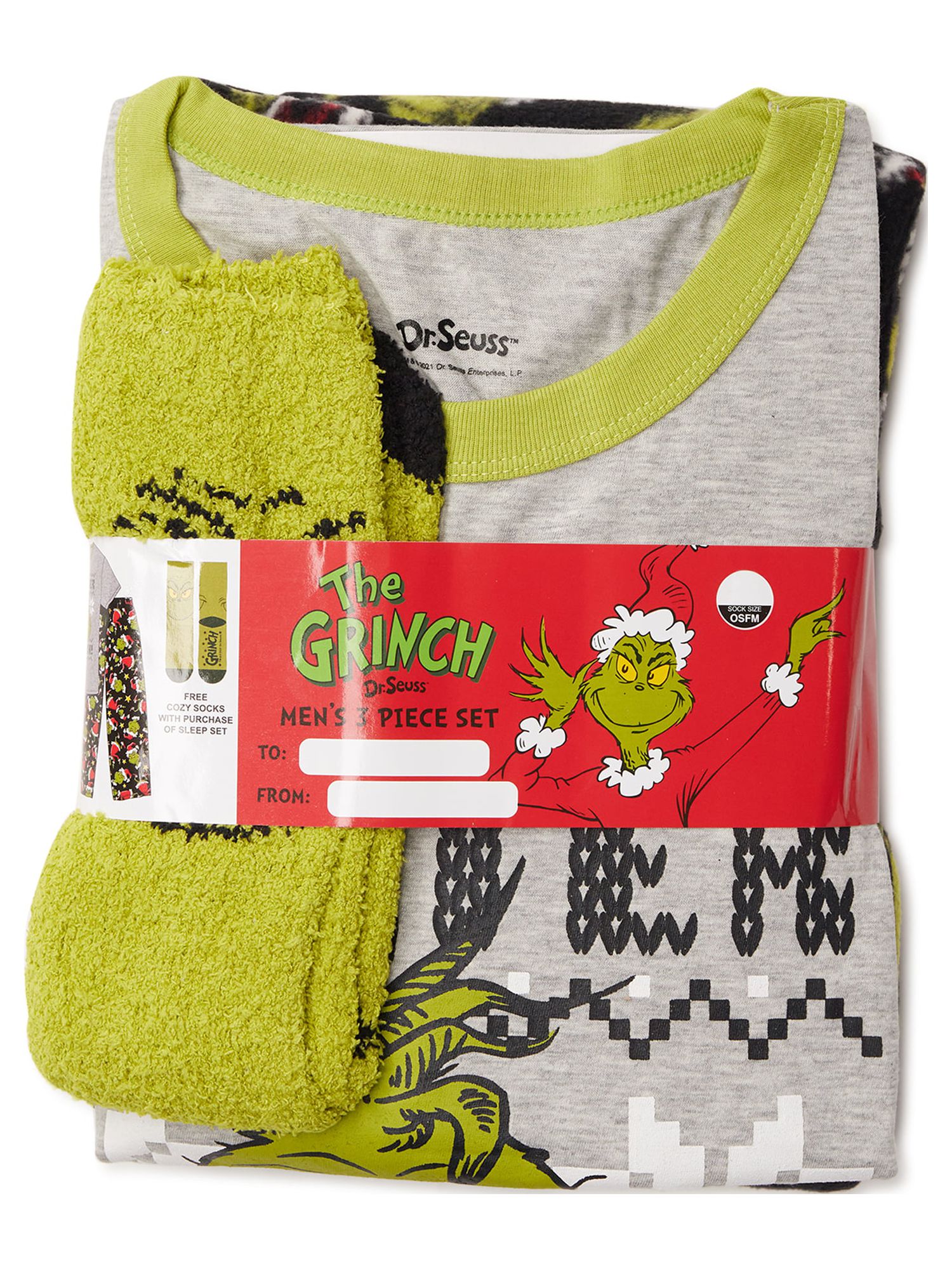 Dr. Seuss, Adult Mens, Grinch Pajamas Sleepwear Sets, Sizes S-2XL