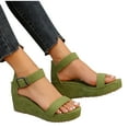 thumbnail image 6 of Hopeusnice Women's Sandals Non-Slip Soft Flock Materials Summer Shoes Trendy Thick-Soled Heel Open Toe Sandals Breathable Buckle Round Toe Lightweight Walking Shoes Green 36, 6 of 9
