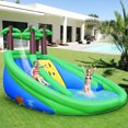 thumbnail image 3 of Gymax Inflatable Water Park Pool Bounce House Dual Slide Climbing Wall w/ 735W Blower, 3 of 10