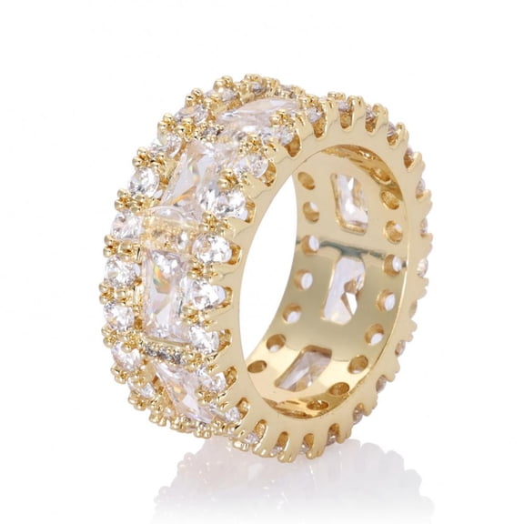 VOLALO Titanium Mens Wedding Band CZ Statement Engagement Ring Comfort Fit Jewelry With White Gift Box Packaging