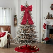 Christmas Tree Decorative Bow Hanging Ornament - Large Festive Bow with Wire Support, Durable Hanging Decor for Xmas Tree, Holiday Bow to Elevate Christmas Tree Decorations, 16*43in, Wine