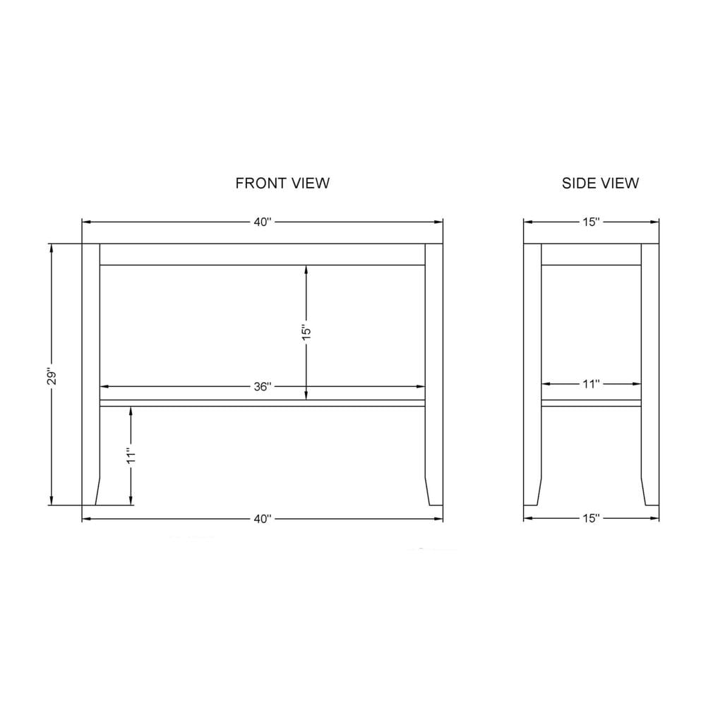 Alaterre Furniture Newport 6-Piece Dining Set with 36 in. H Wood Counter-Height Dining Table, Four 26 in. H Stools and Side Buffet Table