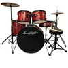 Rise by Sawtooth Full Size 5-Piece Student Drum Set with Hardware and Cymbals, Red Sparkle