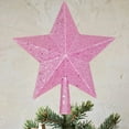 Coolmade Glittered Pink Plastic Christmas Tree Topper, 3.00"