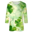 thumbnail image 5 of Diufon T-Shirts de la Saint-Patrick pour Femmes, Grande Taille, Imprimé Trèfle, Manches 3/4, Col Rond, 5 of 5