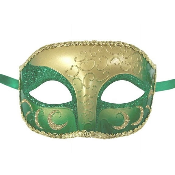 Green Gold Venetian Mardi Gras Masquerade Crescent Elegant Mask