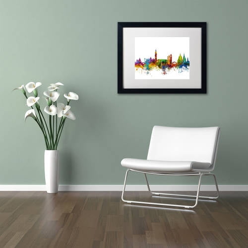 Trademark Fine Art "Venice Italy Skyline White" Canvas Art by Michael Tompsett, White Matte, Black Frame