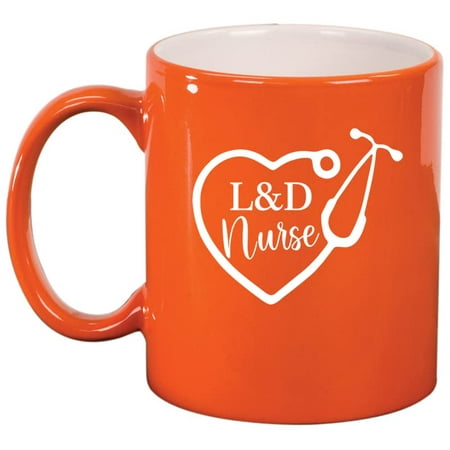 

Heart Stethoscope L&D Nurse Labor Delivery Ceramic Coffee Mug Tea Cup Gift for Her Sister Wife Boss Coworker Best Friend Birthday Cute Graduation Retirement (11oz Orange)