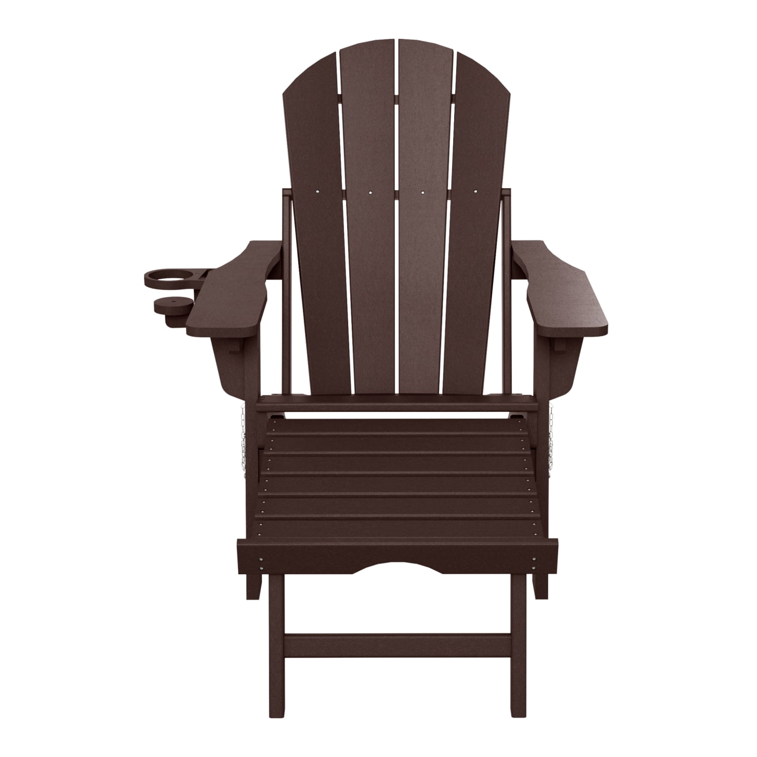 WestinTrends Malibu Folding Adjustable Adirondack Chair with Retractable Ottoman and Cup Holder, Dark Brown