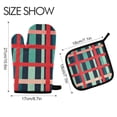 thumbnail image 2 of Yayeee Oven Mitts and Pot Holder Set of 2 Heat Resistant Kitchen Gloves Baking Hot Pad, Green Plaid, 2 of 5