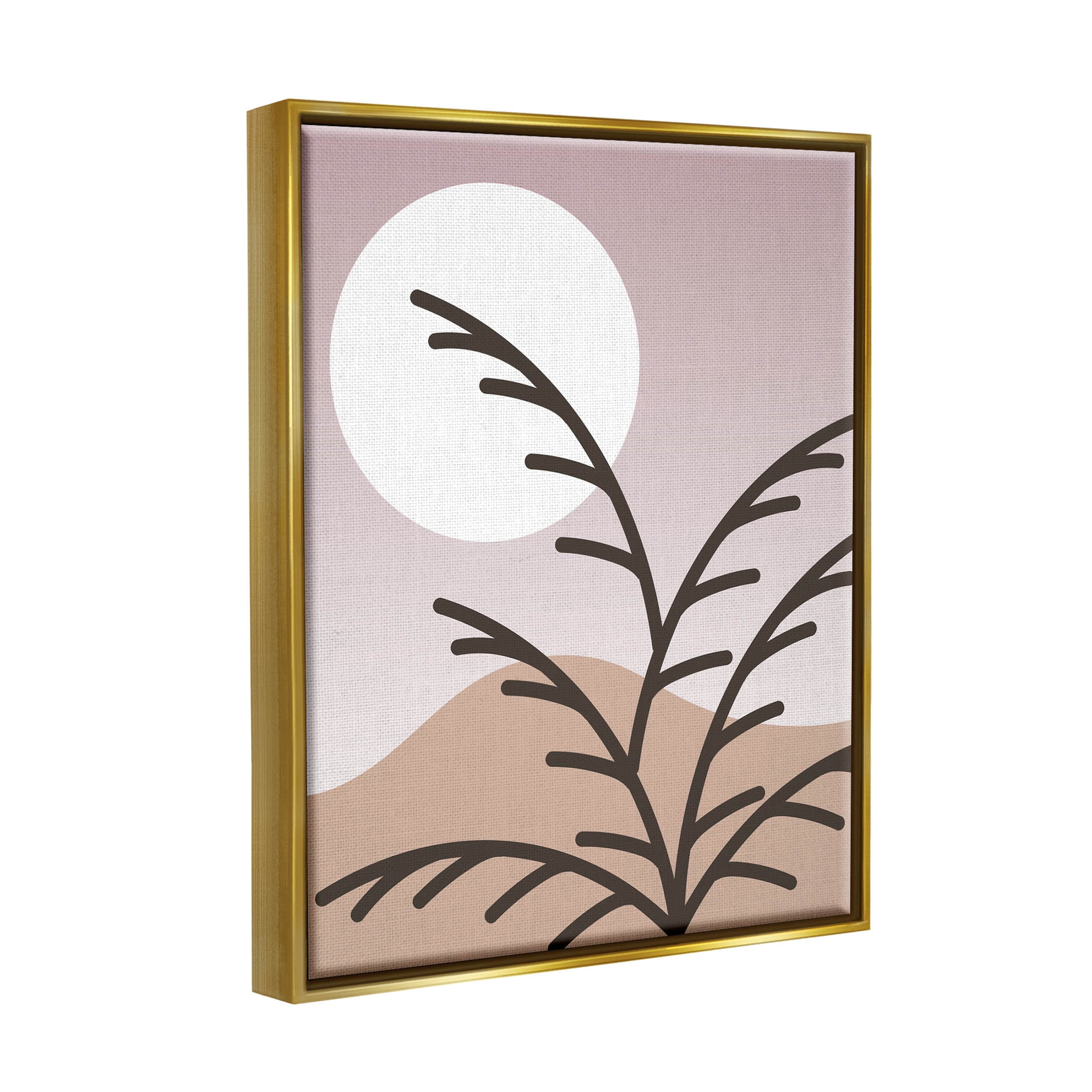 Modern Pastel Moon Branches Botanical & Floral Graphic Art Metallic Gold Framed Art Print Wall Art