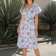 thumbnail image 2 of Moda Mujer Verano Casual Vendaje Estampado floral Manga corta Vestido sexy Fridja qw5583, 2 of 4