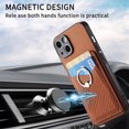 thumbnail image 3 of Carbon Fiber Patterned Case for iPhone 15, Wallet case with [360°Rotation Ring Kickstand] Credit Card Holder,PU Leather Shockproof Cover Women Men For iPhone 15, Brown, 3 of 8