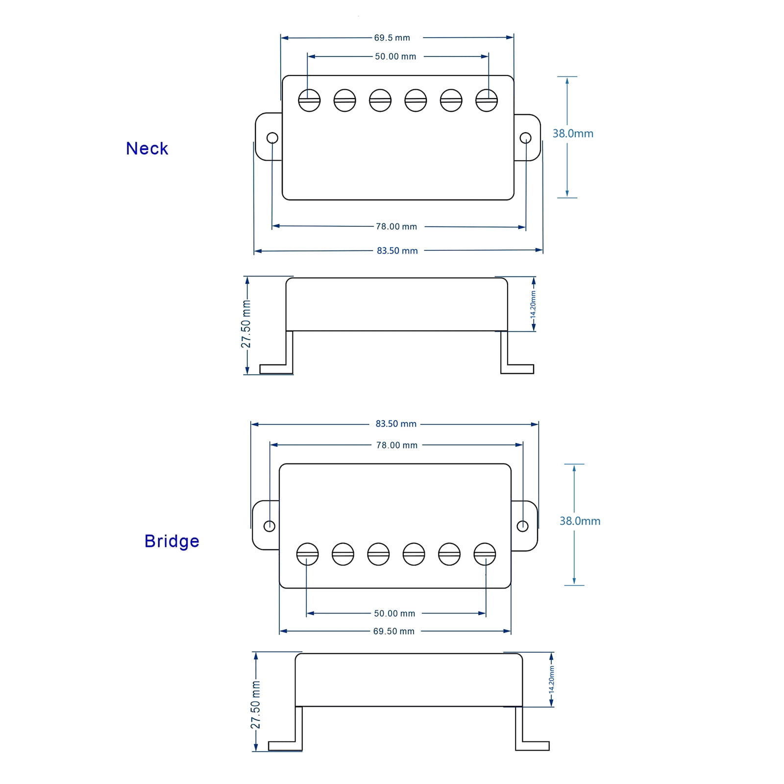 Classic 57 Guitar Humbucker Pickups Set, 2C with 2V2T Wiring Harness for Les Paul style Guitar