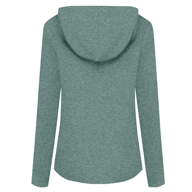 Guardurnaity Sudadera con capucha de manga larga con cuello en V y cordón para mujer Prendas para la parte del cuerpo Gris verdoso S