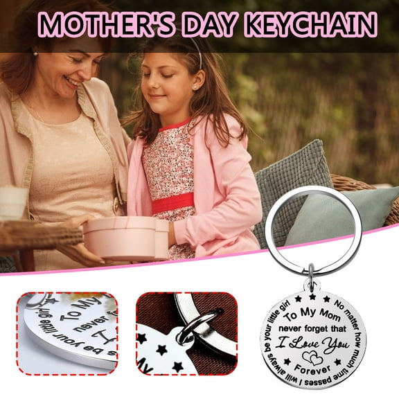 Mom Gifts from Son Daughter, 30mm Stainless Steel Keychain Mothers Day Gift Birthday Christmas Gifts for Women