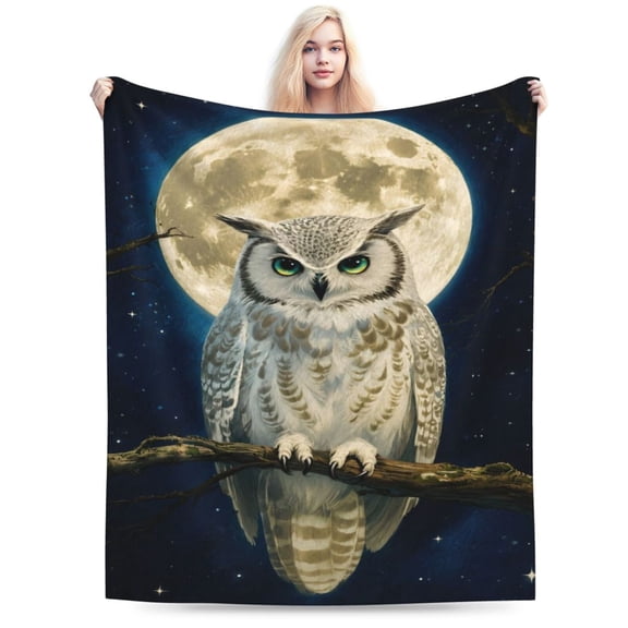 Owl Soft Cozy Blanket Owls Moon Throw Blanket Super Plush Warm Stuff Lightweight Fleece Flannel Blankets Gifts for Women Adults 50x40