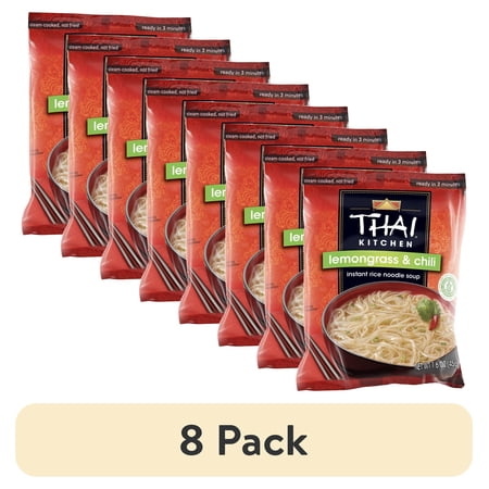 (8 pack) Thai Kitchen Gluten Free Gluten Free Lemongrass & Chili Instant Rice Noodle Soup, 1.6 oz Bag