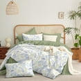 thumbnail image 2 of JOLUSERE Ensemble de Housse de Couette Botanique Grand, 3 Pcs Réversible Farmhouse Floral Doux Respirant, Vert, 2 of 9