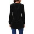 thumbnail image 3 of INSPIRE CHIC Women's Velvet Top V Neck Long Sleeve Casual Loose Fit Blouse T-Shirt S Black, 3 of 5