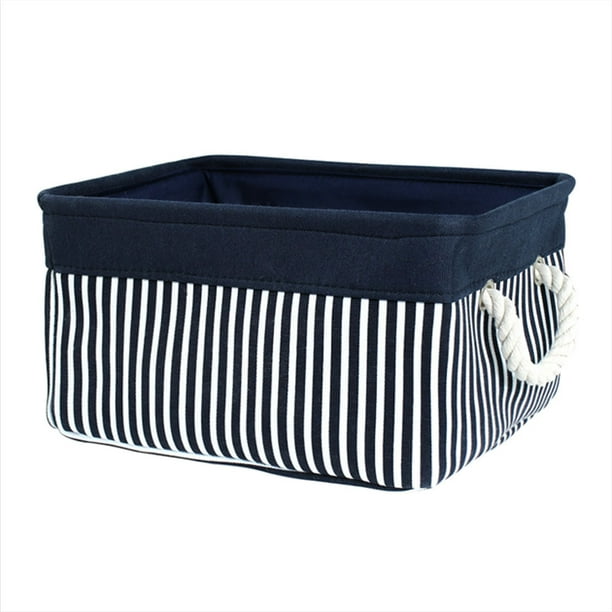 Large Foldable Storage Basket Handles Bin Closet Toy Box Organizer Hanging Bag Dark Blue 13 8 X9 X6 7 Com Large Foldable Storage Basket Handles, Large Wire Baskets For Toy Storage