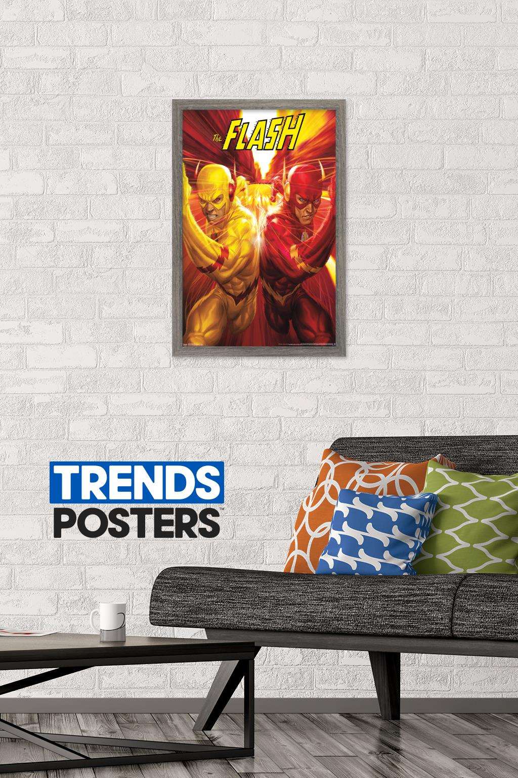 DC Comics - The Flash and The Reverse Flash - Race Wall Poster, 14.725" x 22.375", Framed