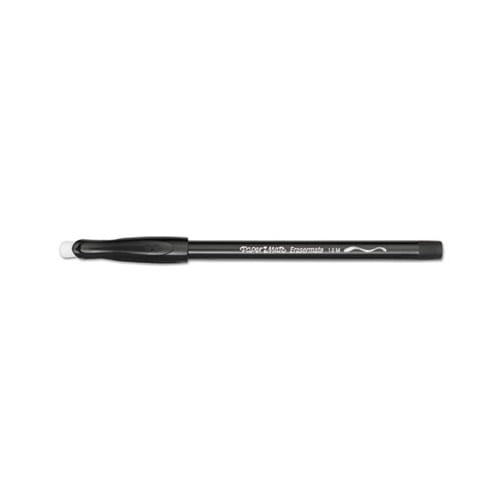 Eraser Mate Stick Ballpoint Pen Medium 1mm, Black Ink/Barrel, Dozen