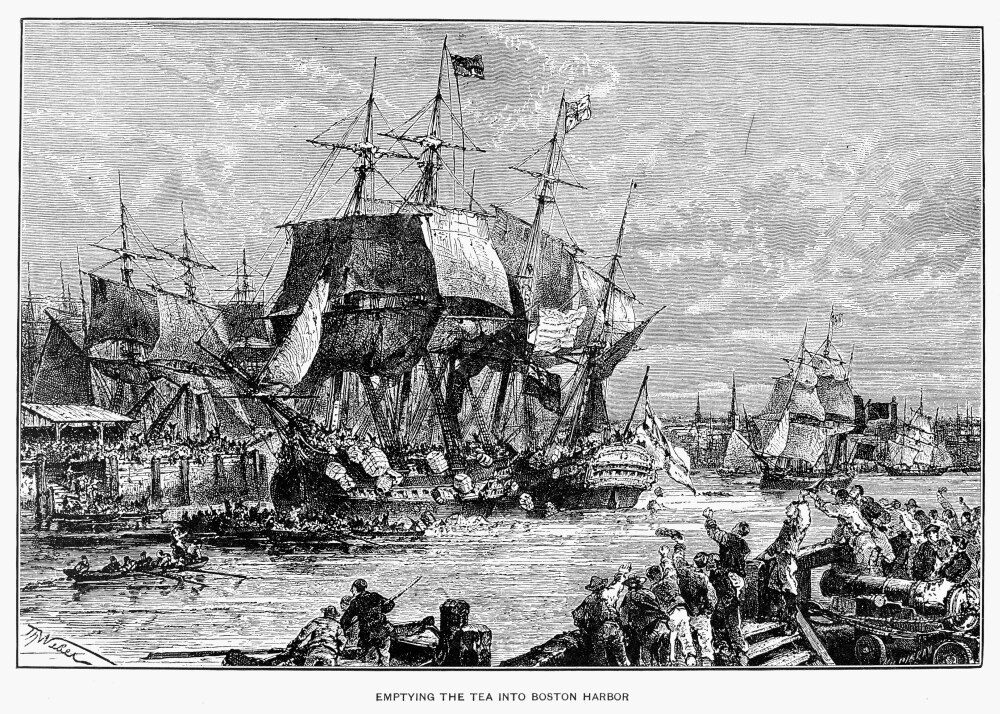 Boston Tea Party, 1773. /Nemptying The Tea Into Boston Harbor, 16
