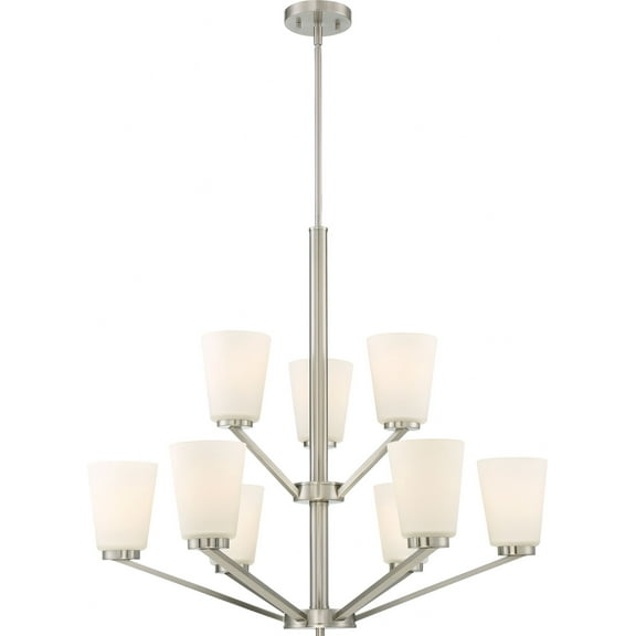 60/6249 Nuvo Lighting Nome-Nine Light 2-Tier Chandelier-31 Inches Wide by 28.5 Inches High-Brushed Nickel Finish