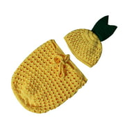 Dalazy Adorable Ananas Bébé Crochet Fait Main Tricoté Séance Photo Tenues Sacs de Couchage Chapeau Ensemble