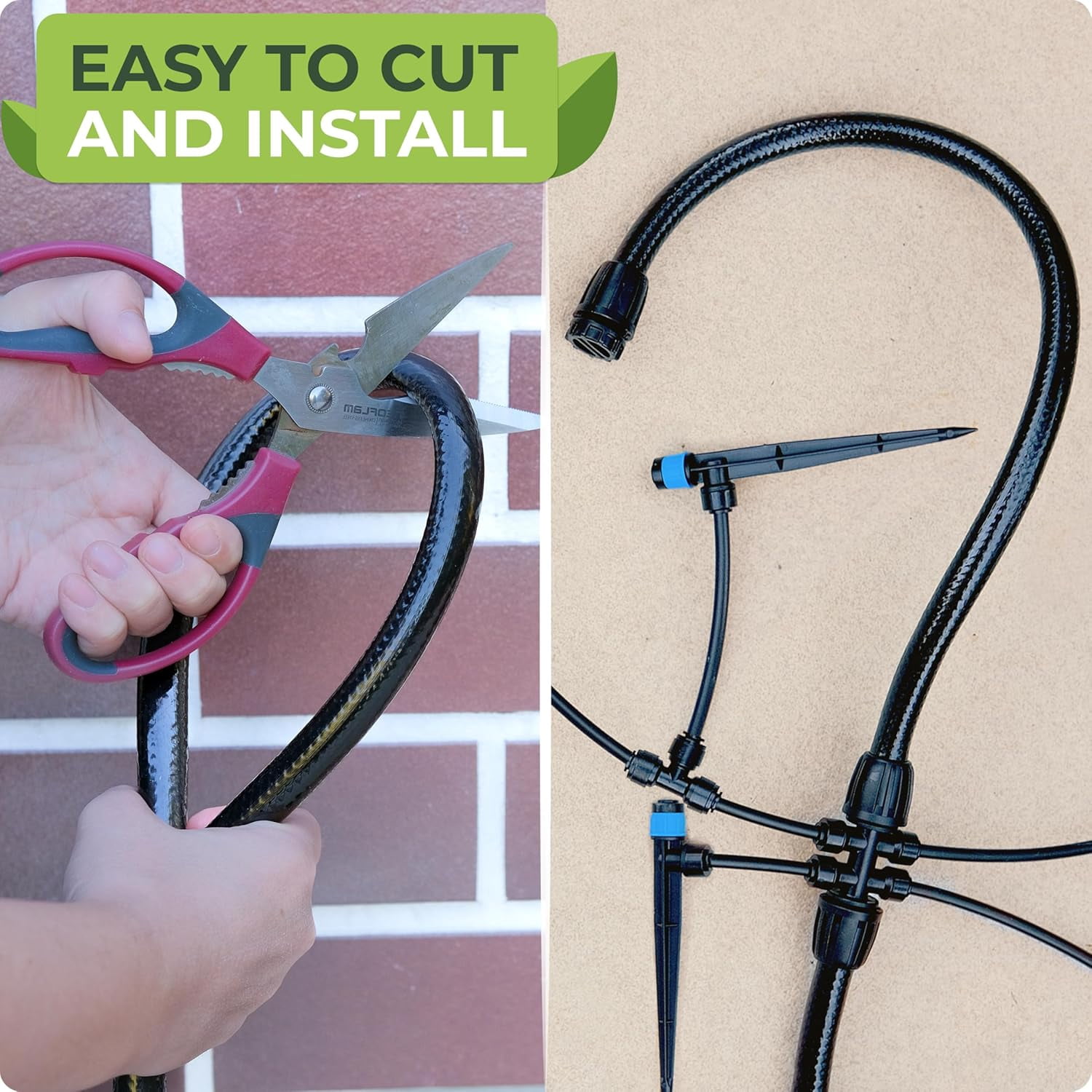 Carpathen 50 Ft 1/2 In Irrigation Tubing Mainline, Drip Irrigation Blank Distribution Hose for Push-To-Connect Garden Irrigation Systems, 4 Connectors Included