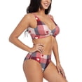 thumbnail image 2 of Wukai Heart Plaid Women's Bikini Set Two Piece,wimsuit High Waisted V Neck Twist Front Adjustable Spaghetti Straps Bathing Suit-Small, 2 of 7