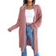thumbnail image 1 of Cárdigan de punto para mujer, abrigo de punto, color puro, informal, solapa holgada, largo, cárdigan de punto, chaqueta, rosa, S, 1 of 6