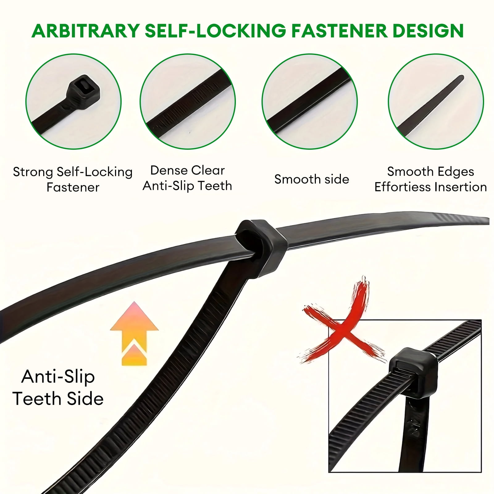 Zip Ties Assorted Size,4+6+8+12 Inch Double Sided Toothed,400 Pack,Black  Cable Ties With Self-Locking Adjustable More Durable Nylon Tie Wraps for Indoor Outdoor