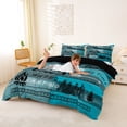thumbnail image 3 of Catabedysis Vintage Camping Bedding,Camper Tent Print Duvet Cover Full For Boys,Teal Beige,Black Reversible,3 Pieces,1 Duvet Cover and 2 Pillowcases, 3 of 6