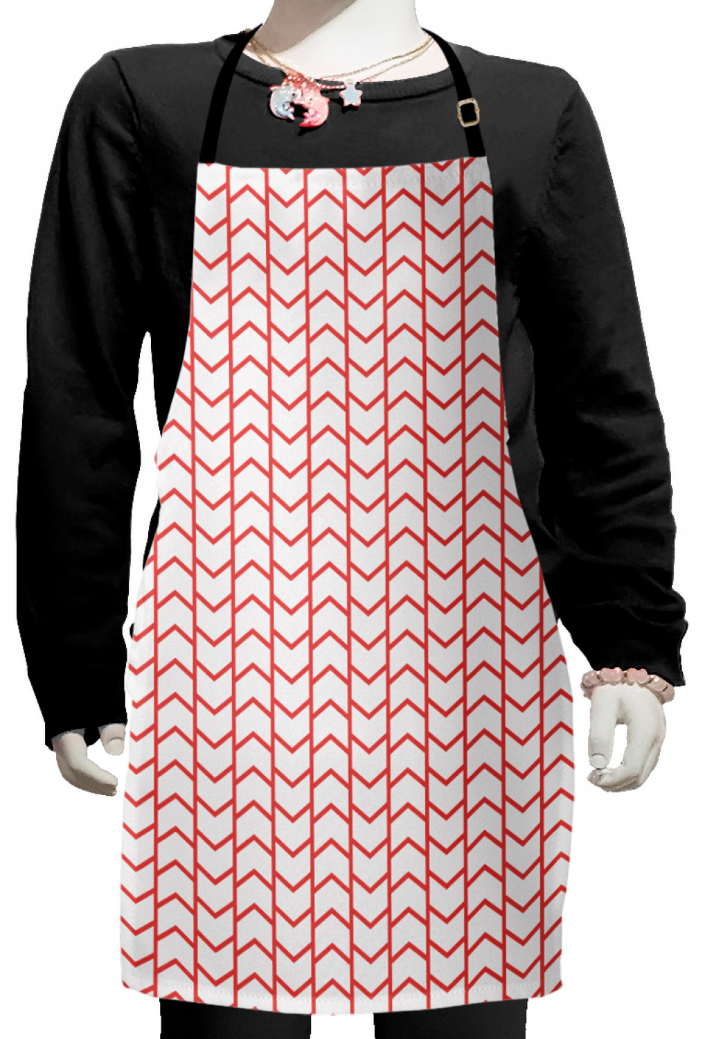 Modern Kids Apron, Geometrical Chevron Lines and Triangle Shaped Border ...