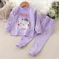 thumbnail image 2 of TOWED22 Toddler Boy Fall Outfits 2Pcs Long Sleeve Graphic Round Neck Pullover Top Thick Jogger Pants Soft Clothes Set(Purple,3-4 Y), 2 of 4