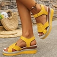 thumbnail image 4 of Dakaela Fashion Summer Sandals for Women Orthopedic Wedge Platform Walking Shoes Arch Support Beach Dressy Slip on Espadrille Yellow 6.5, 4 of 8