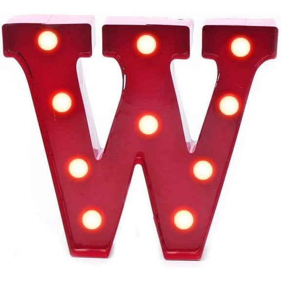 Home by Jackie Inc Decorative Red Vintage Metal Hanging Light up LED Letter “W”
