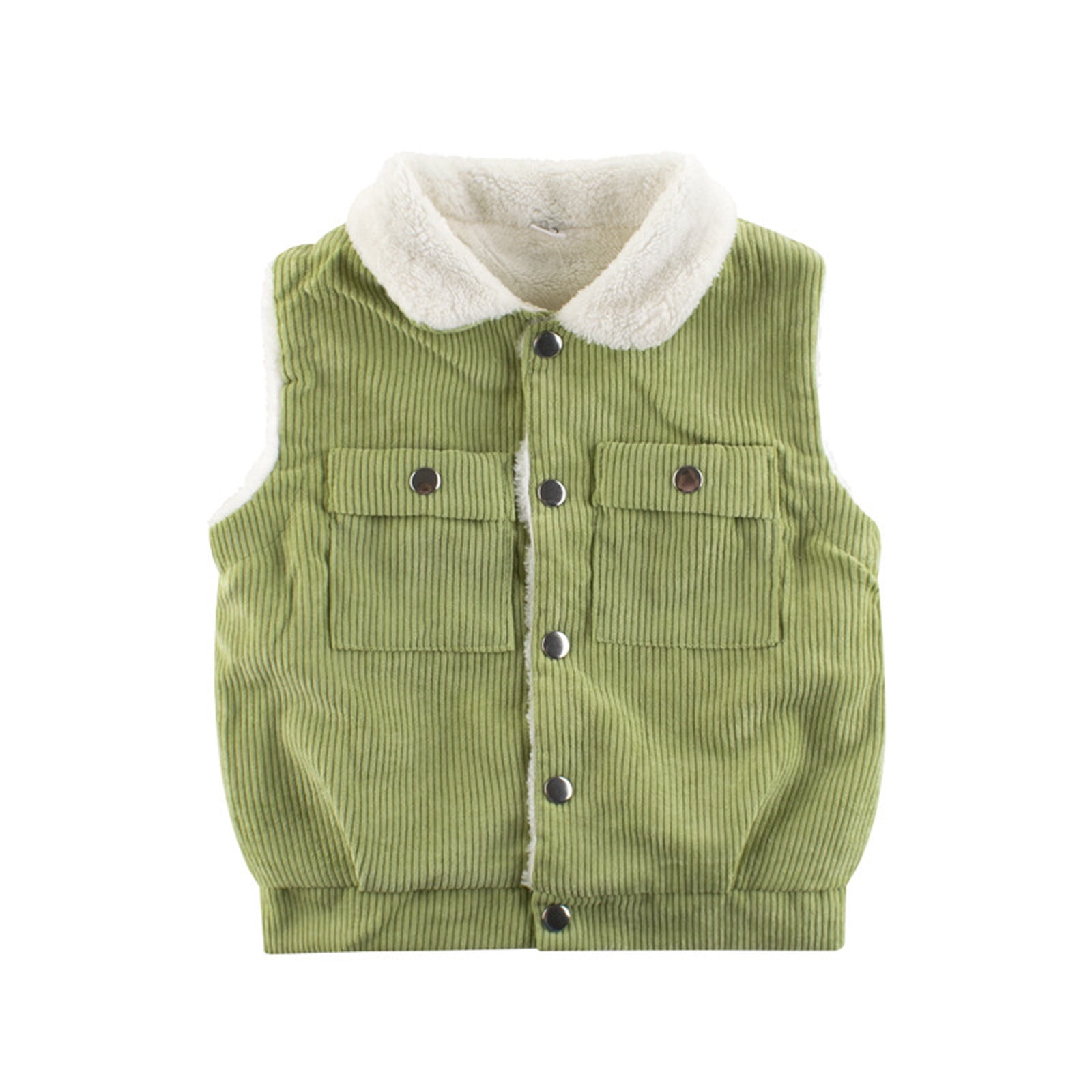ZXHACSJ Toddler Infant Baby Kids Boys Girls Winter Vest Fleece Vest  Corduroy Outer Layer Warm Green 120