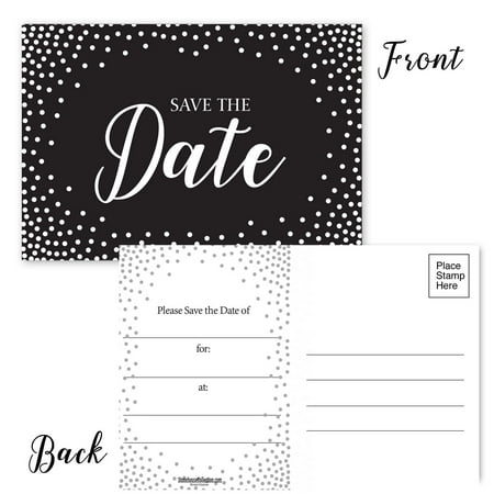 - Save The Date Postcards -White Dot Border- Set of 50 Postcards - 4x6 Inexpensive Postcards