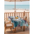 thumbnail image 2 of Outdoor Tablecloth with Umbrella Hole for Patio/Picnic/Party/Camping, Vintage Bohemia Waterproof Table Cloth Rectangle Table Cover Washable, Abstract Minimalist Art Teal Red (60"x 120"), 2 of 9