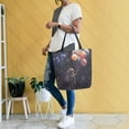thumbnail image 4 of FORMRS Womens Canvas Tote Bag with Zipper Inner Pocket Shoulder Handbag, Black Watercolor Space, 4 of 7