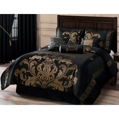 Chezmoi Collection Royale 7-Piece Jacquard Floral Comforter (Best Luxury Comforter Bedding Sets)