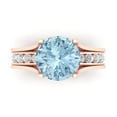thumbnail image 2 of Clara Pucci 14K Rose Gold 3.39 Natural Sky Blue Topaz Engraveable Engagement Ring + Wedding Band Set, 2 of 7