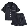 thumbnail image 2 of Swuxness Girls Home Wear 2 Piece Sets, Summer Short Sleeve Sets for Kids, Toddler Winter Solid Color Short Sleeved Pants Home Wear Clothes Suit for Boys and Girls Black, 3 Years, 2 of 4
