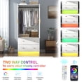 thumbnail image 3 of Blotout 70" Armoire Wardrobe Closet with Mirror, LED Wardrobe Armoire with 2 Drawers, 2 Door Wood Armoire Storage with Hanging Rods and Multi-Layer Shelves, 3 of 7