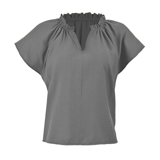 Blusa George Para Mujer, Kimona Escote V con Plisado, Gris Talla EG