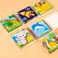 thumbnail image 3 of Wooden Block Puzzle Toddler 1-3 Years Kid Early Education Montessori Learning Games, Preschoolers Cube Animal Puzzle With Storage Tray, Montessori Toys Six Side Cube Jigsaw Puzzles Animal Traffic, 3 of 4
